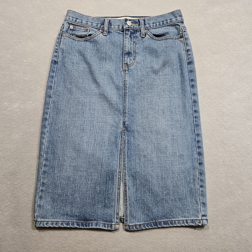 Gap Denim Skirt Womens 6 Blue Light Wash Knee Length Front Split